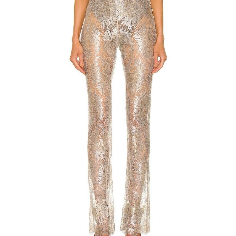 Coperni Silver Flare Pants with Metallic Shine